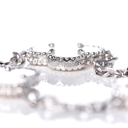 Van Cleef & Arpels 18K White Gold Mother of Pearl 5 Motifs Vintage Alhambra Bracelet 6 of 7