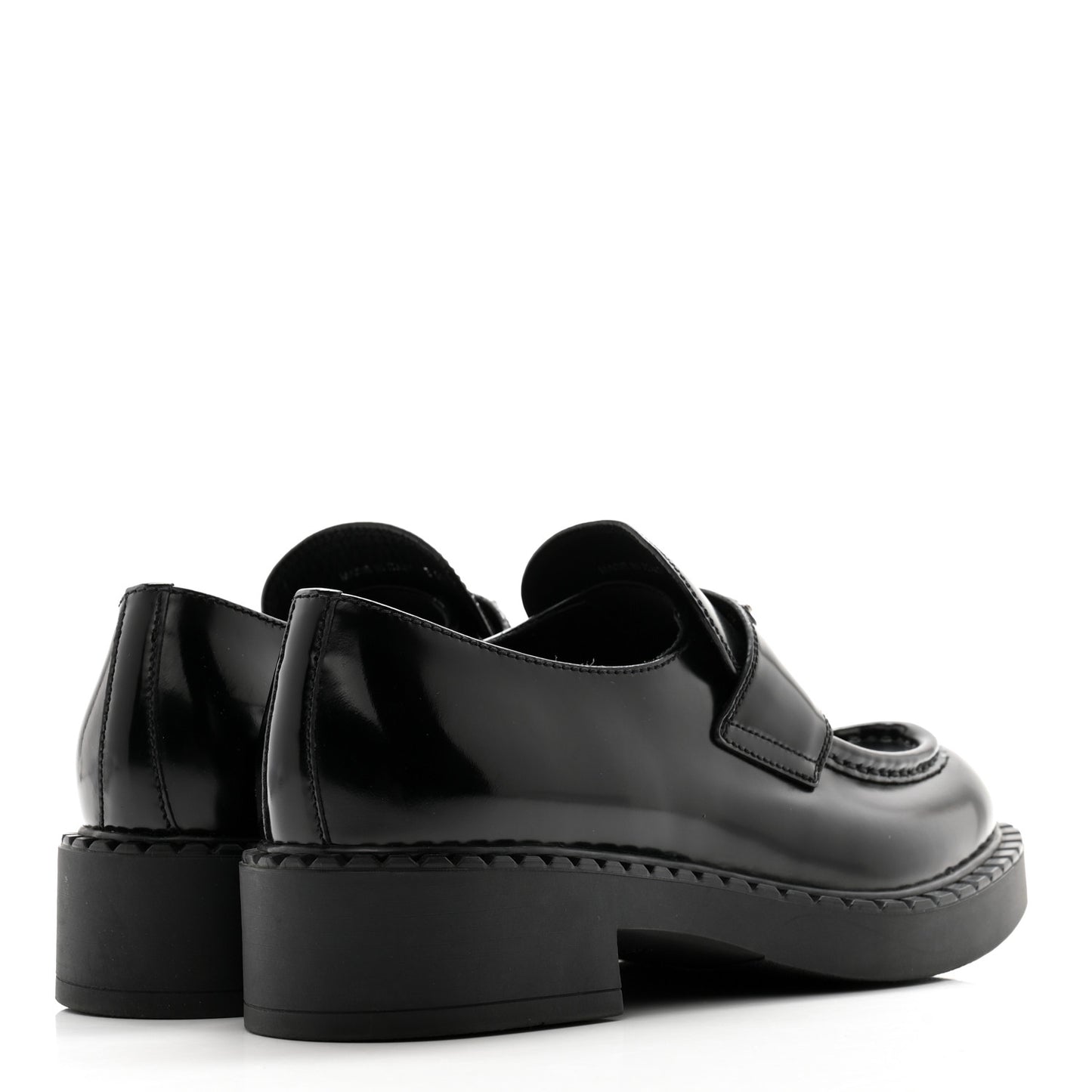 Spazzolato Metal Triangle Logo 50mm Loafers 38.5 Black