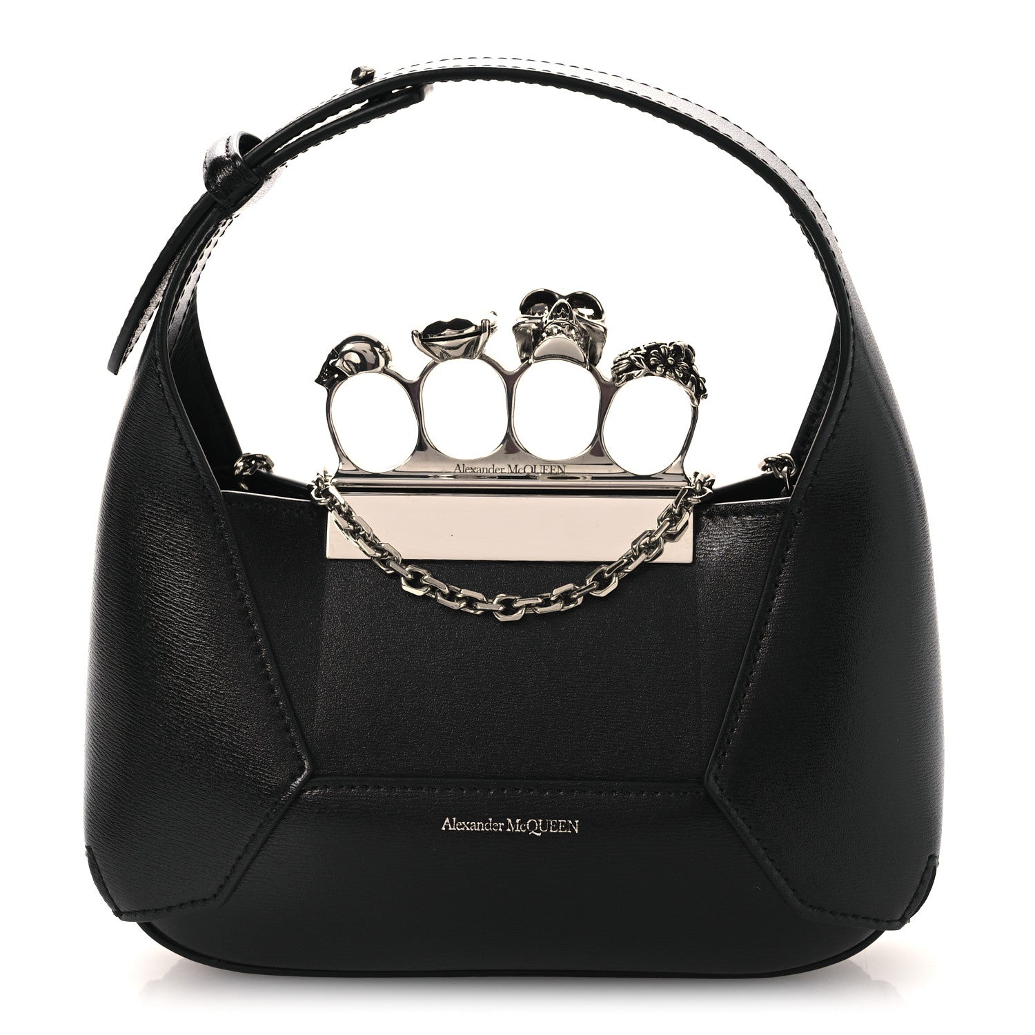 Alexander McQueen Calfskin Mini The Jeweled Hobo Black 1 of 10