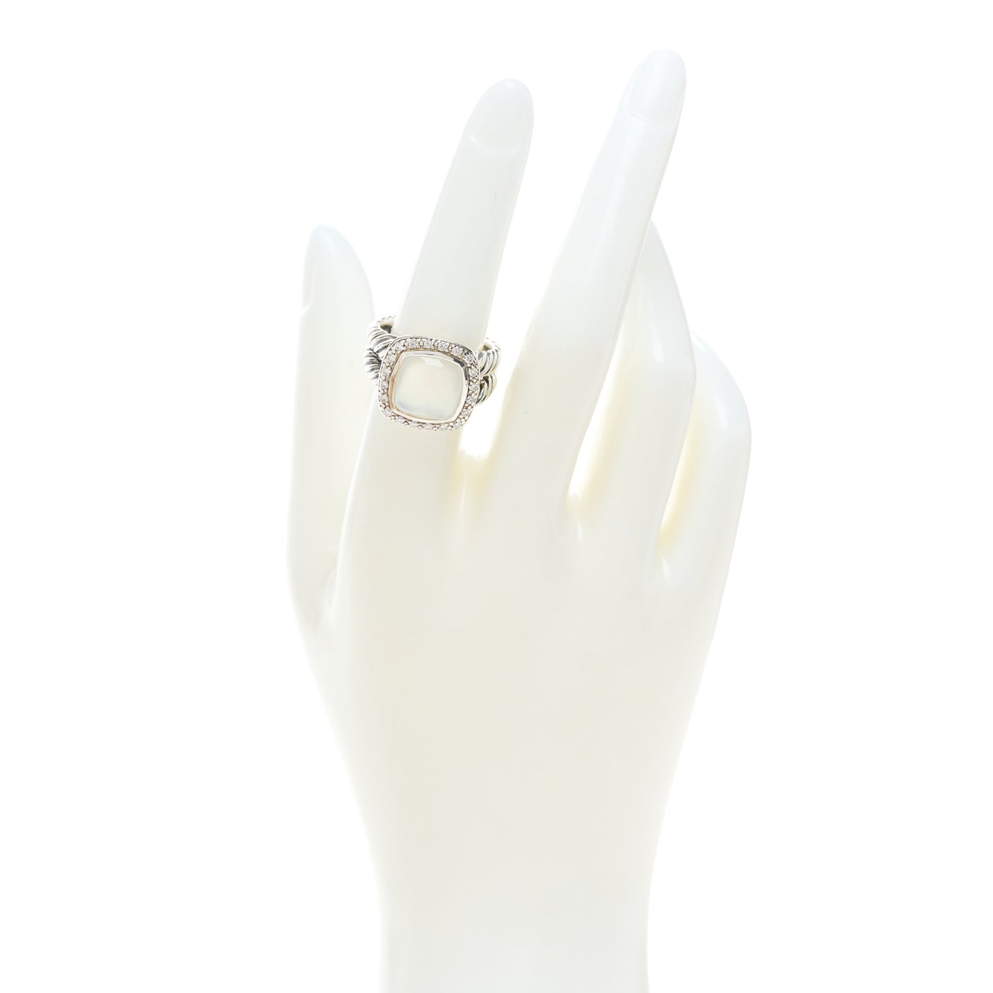 Sterling Silver Diamond Mother of Pearl 11mm Albion Ring 54 6.75