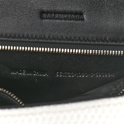 Balenciaga Faux Calfskin Fabric Small Sneakerhead Top Handle Bag Black White 7 of 10