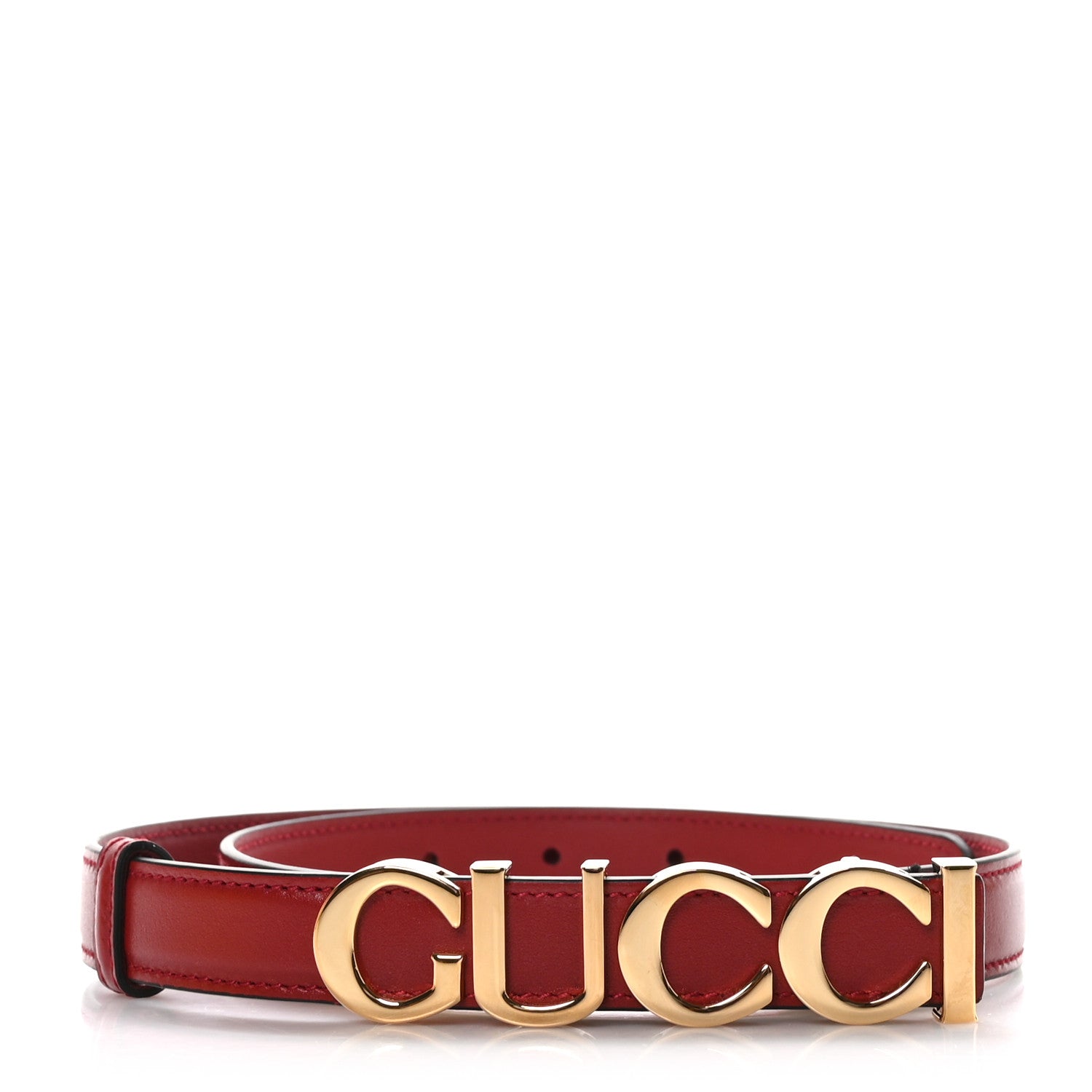 Gucci Plutone Calfskin Gucci Buckle 20mm Thin Belt 65 26 Rosso 1 of 6