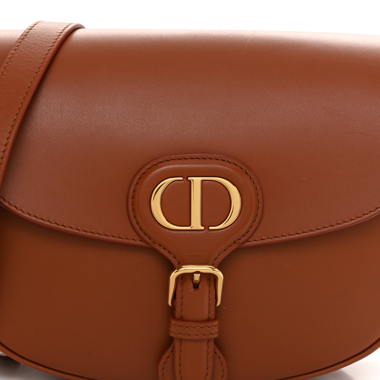 Box Calfskin Medium Bobby Flap Dark Tan