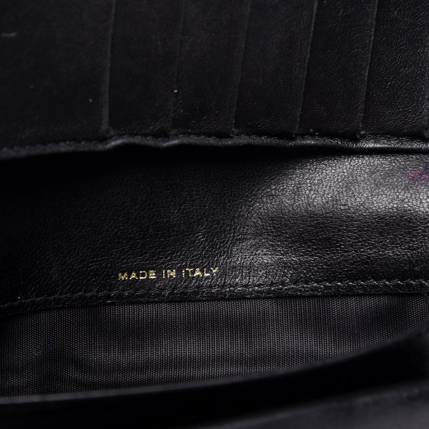 Glazed Calfskin Diamond Stitched French Wallet Black