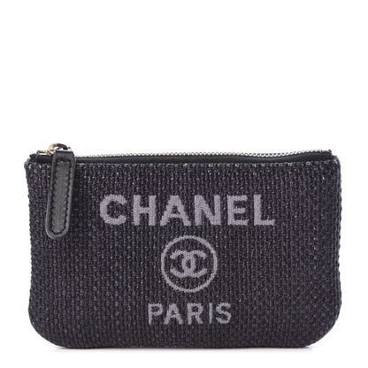 Chanel Woven Straw Raffia Deauville Cosmetic Pouch Black 1 of 10