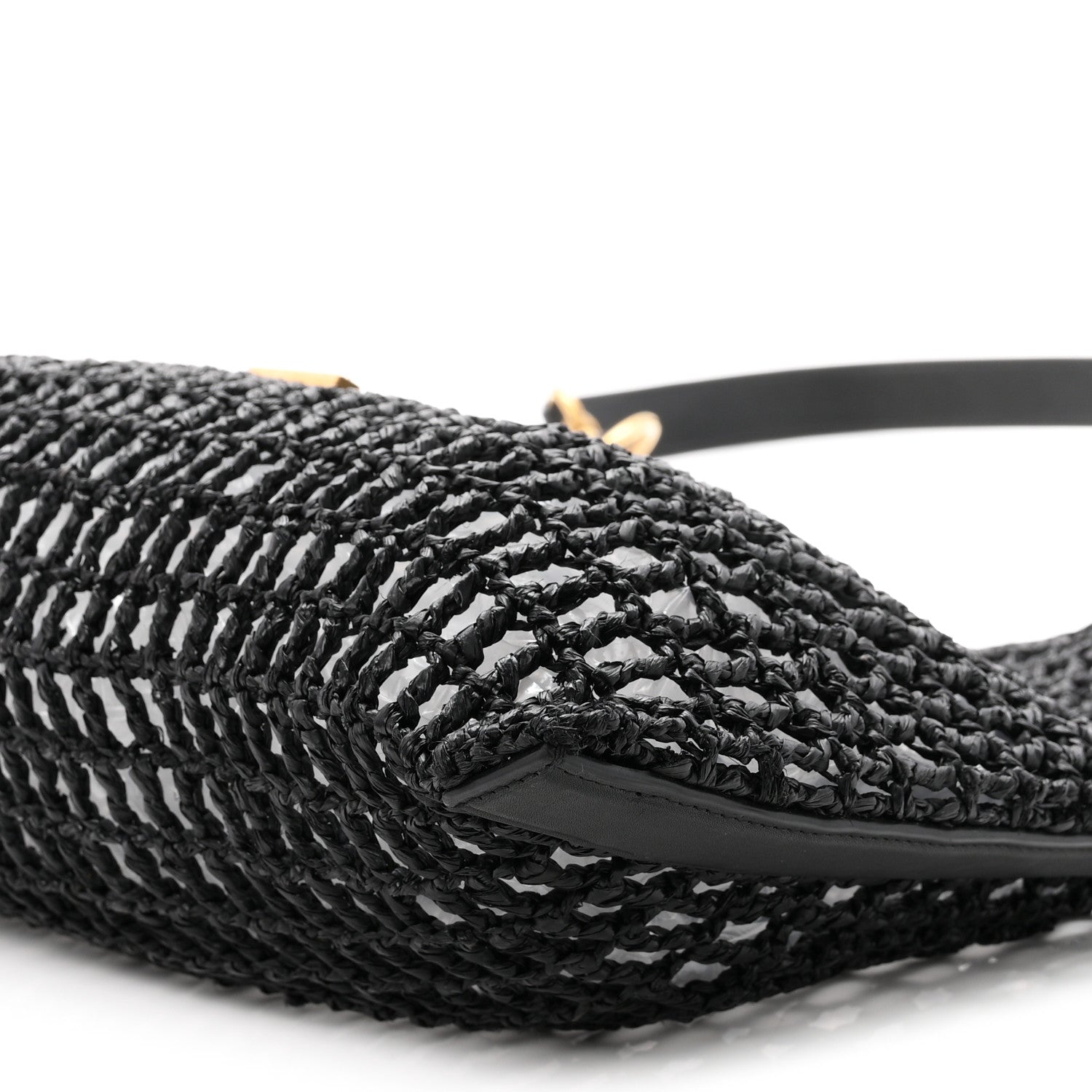 Saint Laurent Raffia Calfskin Oxalis Shoulder Bag Black 10 of 10