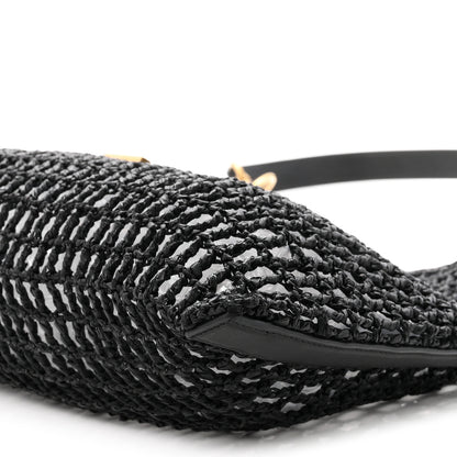 Saint Laurent Raffia Calfskin Oxalis Shoulder Bag Black 10 of 10
