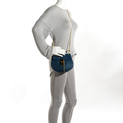 Chloe Grained Lambskin Mini Drew Shoulder Bag Factory Blue 2 of 9