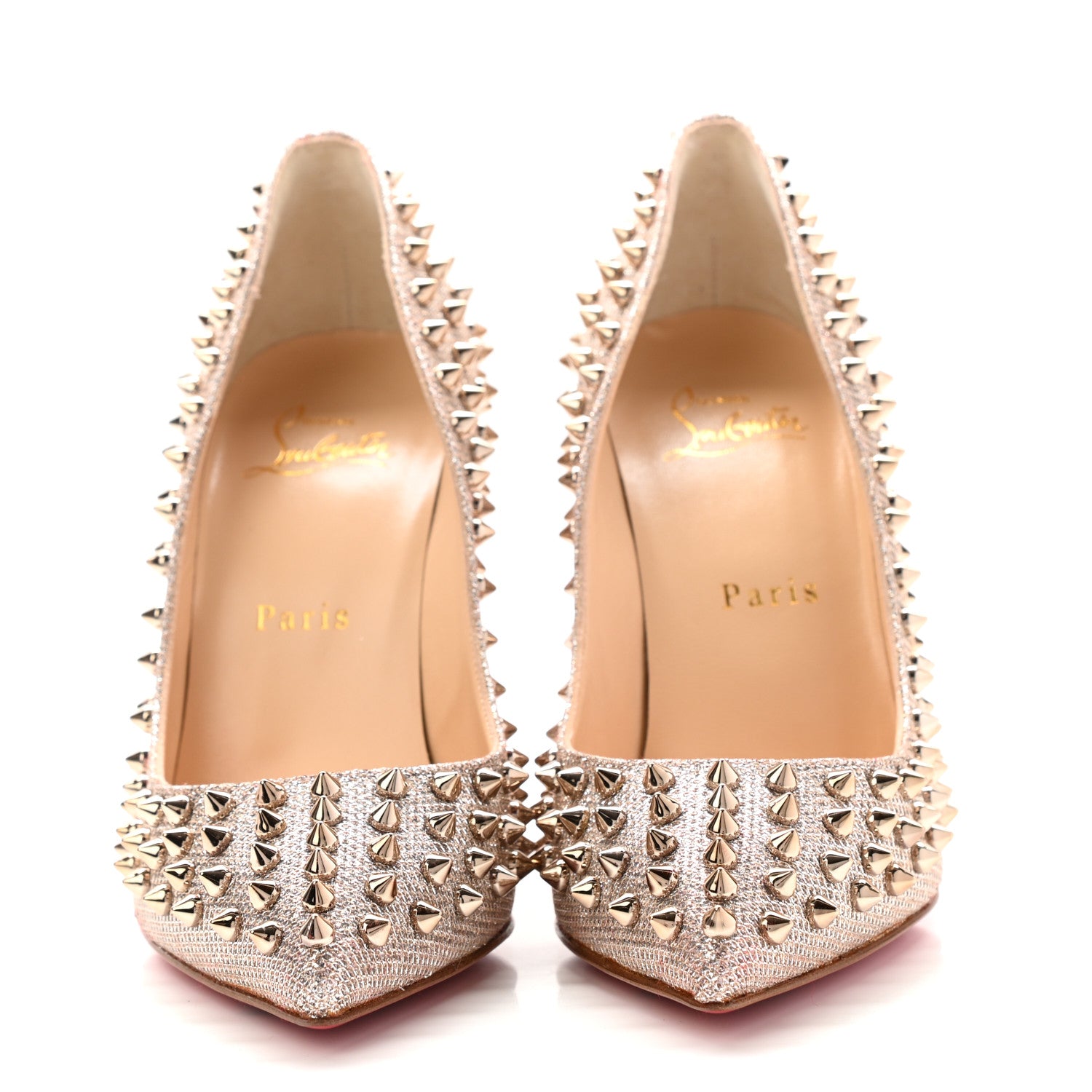 Christian Louboutin Glitter Diams Follies Spikes 100 Pumps 37 Colombe 2 of 18