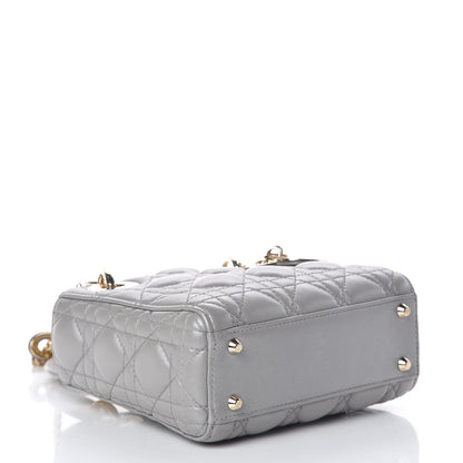 Christian Dior Metallic Lambskin Cannage Mini Lady Dior Grey 4 of 22