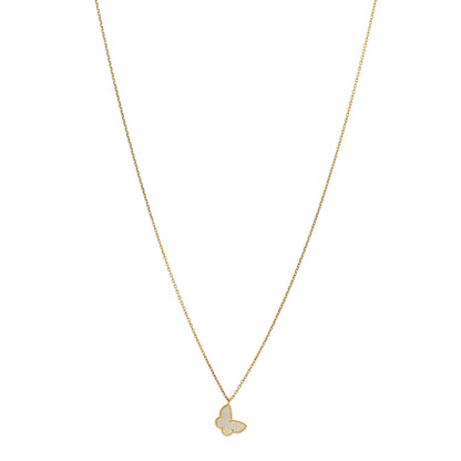 Van Cleef & Arpels 18K Yellow Gold Mother of Pearl Sweet Alhambra Butterfly Pendant Necklace 1 of 5