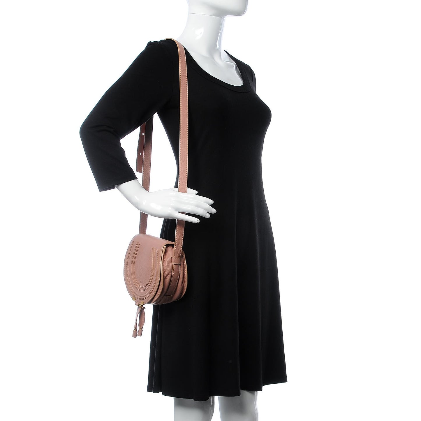 Grained Calfskin Small Marcie Saddle Bag Anemone Pink