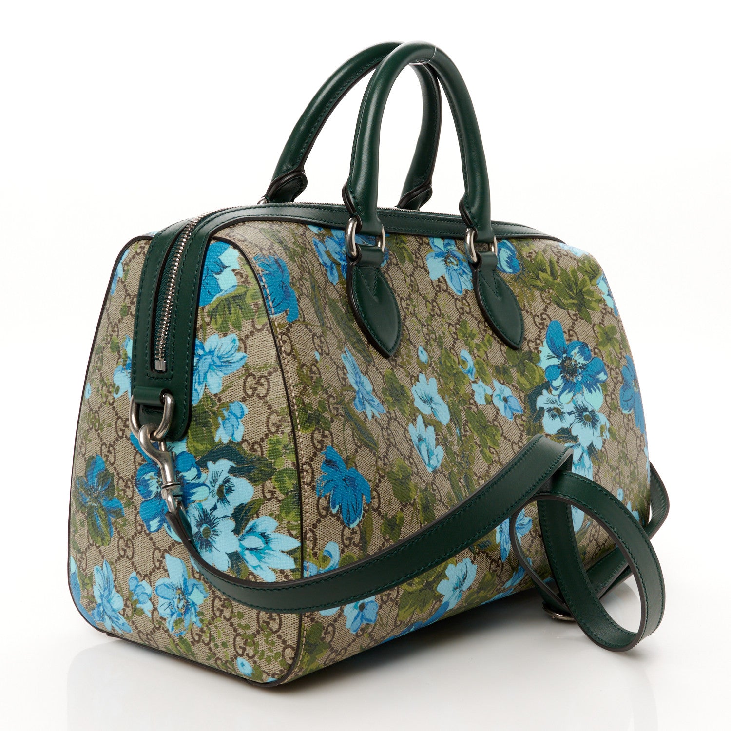 Gucci GG Supreme Monogram Bloom Butterfly Embroidered Medium Boston Green 2 of 11