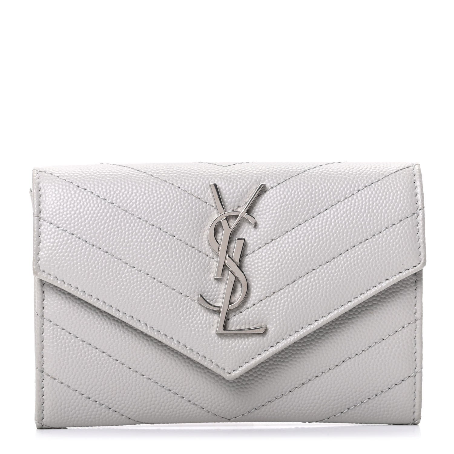 Saint Laurent Grain De Poudre Matelasse Chevron Small Monogram Envelope Wallet Souris 1 of 6