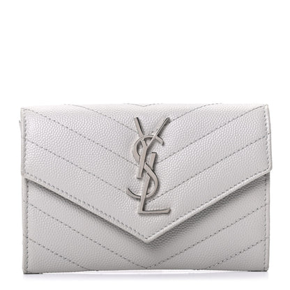 Saint Laurent Grain De Poudre Matelasse Chevron Small Monogram Envelope Wallet Souris 1 of 6