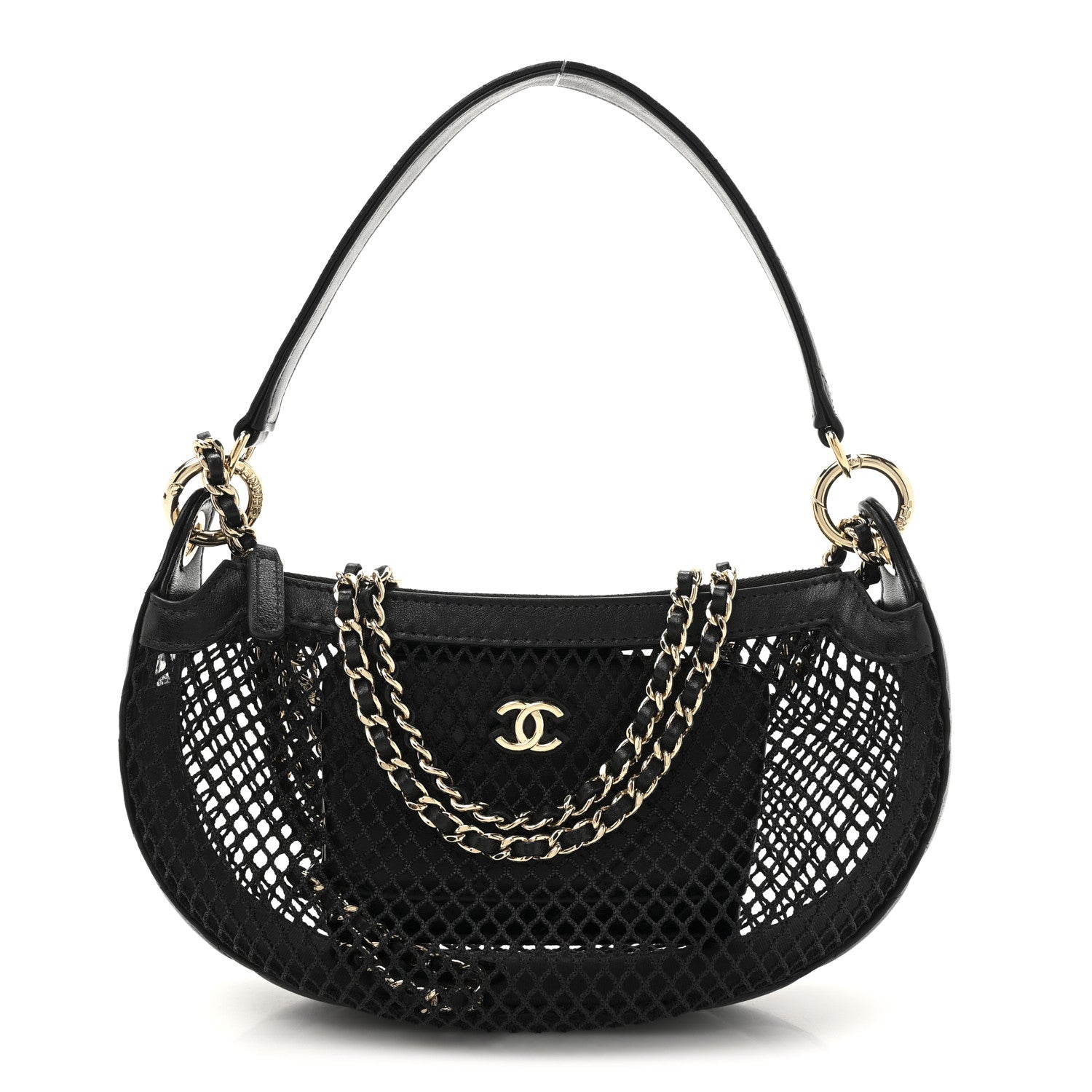Chanel Mesh Shiny Lambskin Chain Hobo Black 1 of 11
