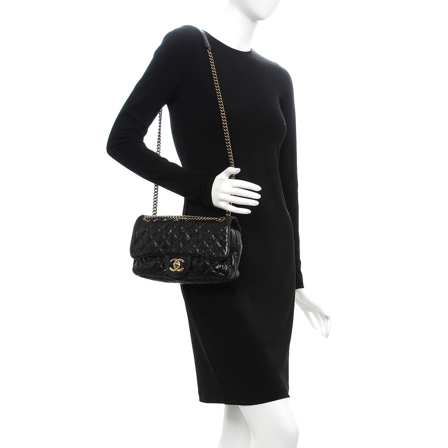 Chanel Crumpled Grained Calfskin Quilted Small Shiva Flap Black 2 of 10