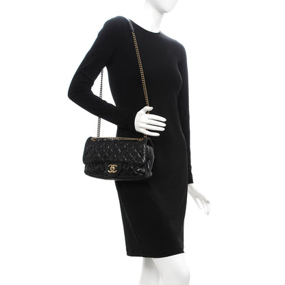 Chanel Crumpled Grained Calfskin Quilted Small Shiva Flap Black 2 of 10