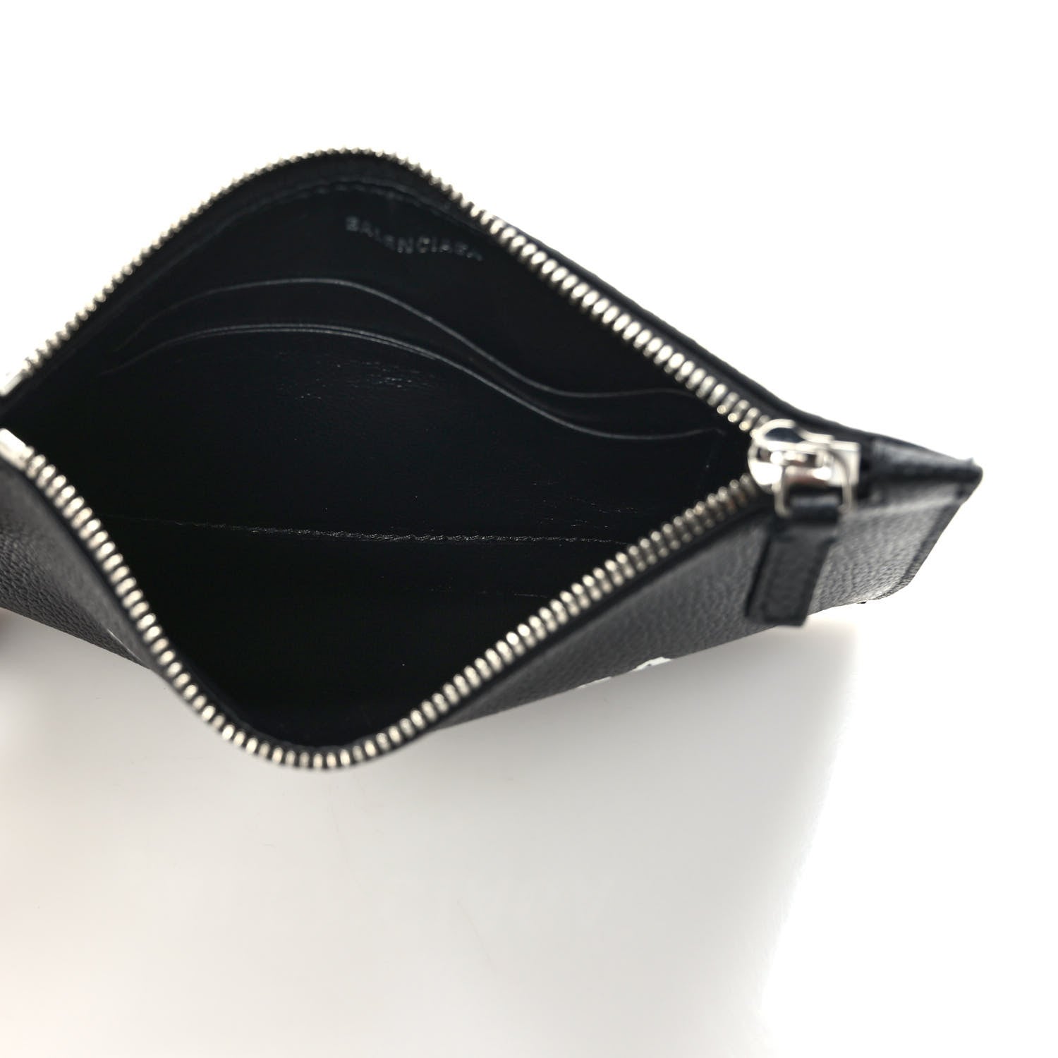Balenciaga Grained Calfskin Logo Cash Passport Photo ID Zip Holder Black White 5 of 8