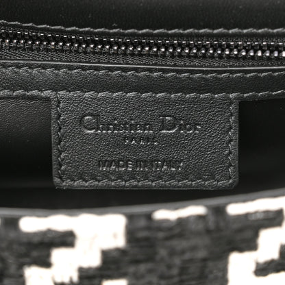 Christian Dior Tweed Macro Houndstooth Small Caro Bag Black White 6 of 11