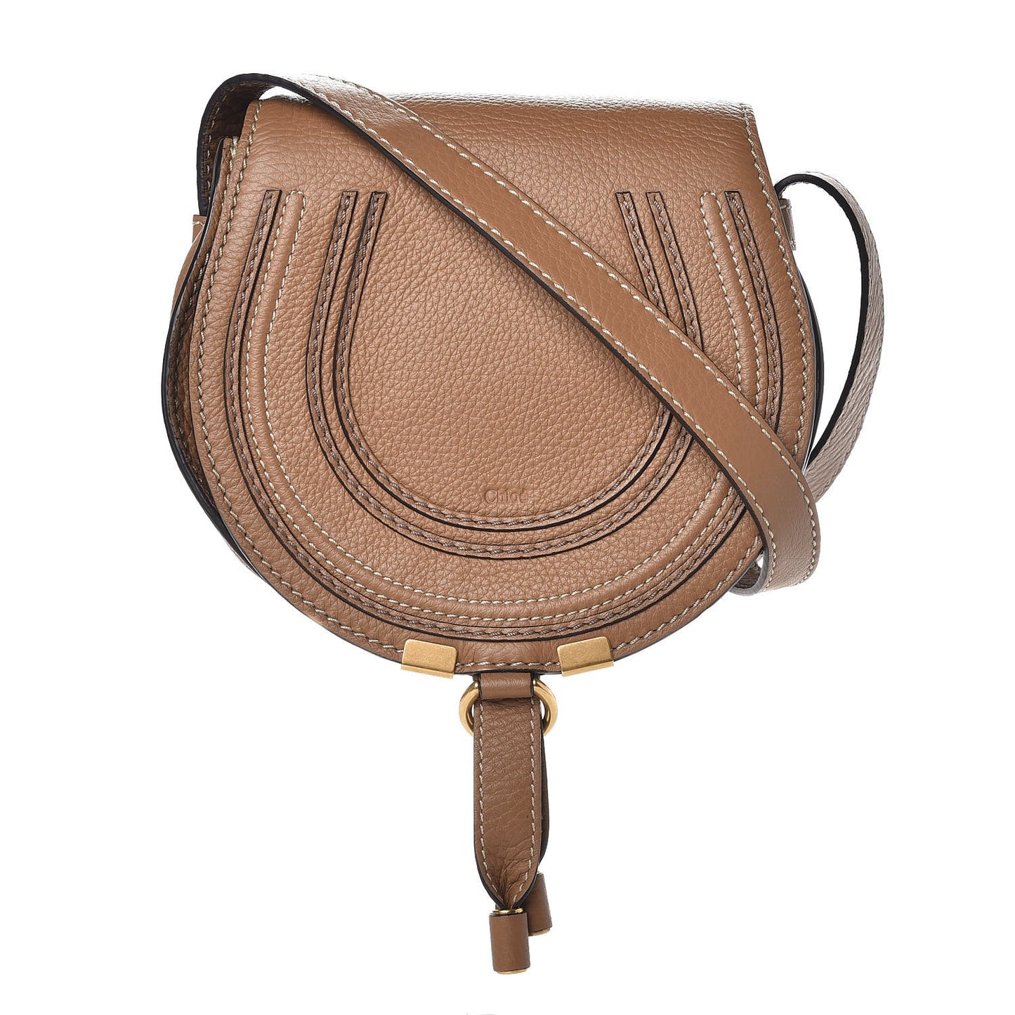 Calfskin Mini Marcie Round Crossbody Bag Nut