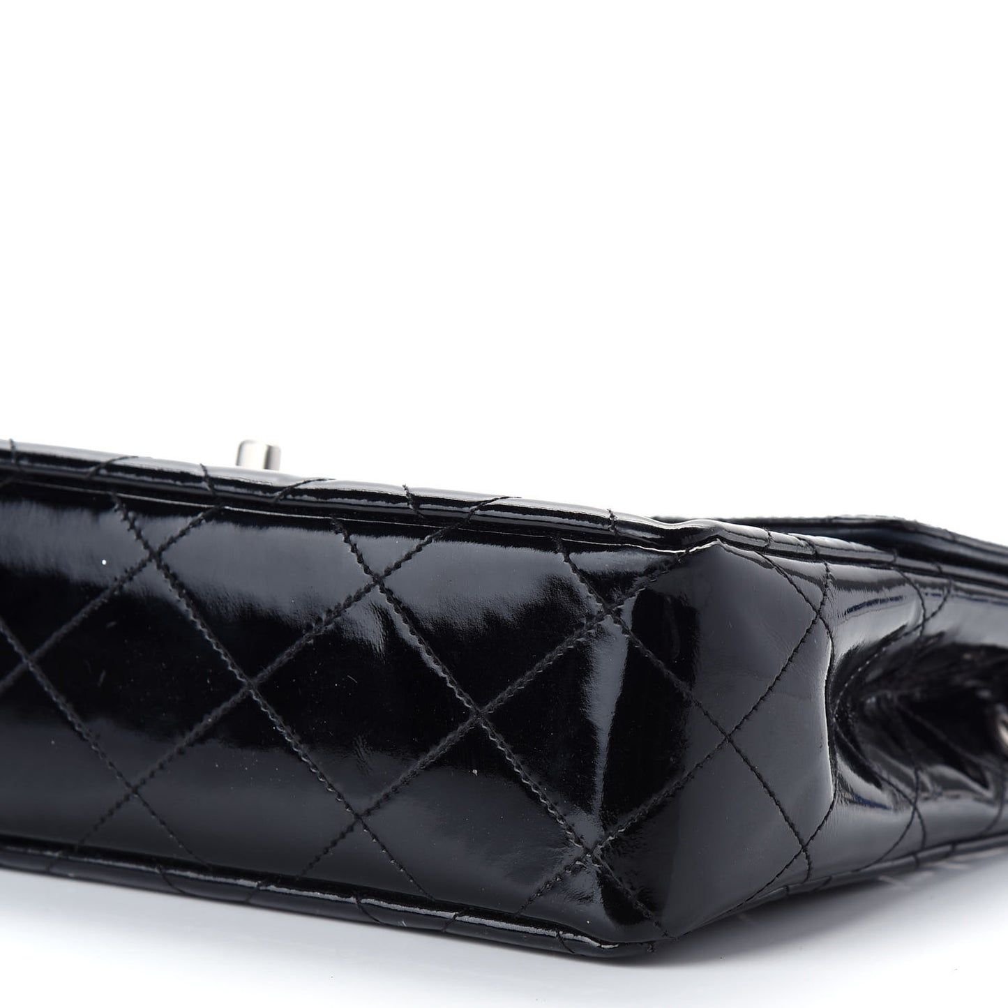 Patent Quilted Medium Single Flap Bag Black