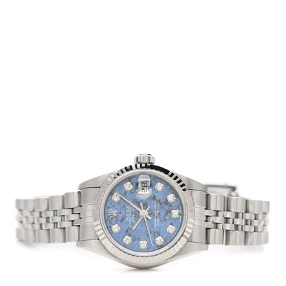Rolex Stainless Steel 18K White Gold Diamond 26mm Oyster Perpetual Datejust Watch Sodalite 179174 2 of 5