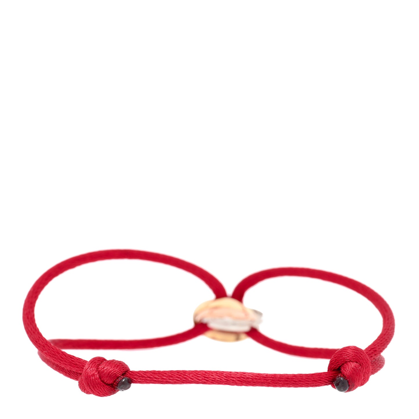 18K Pink Yellow White Gold Trinity Cord Bracelet Red