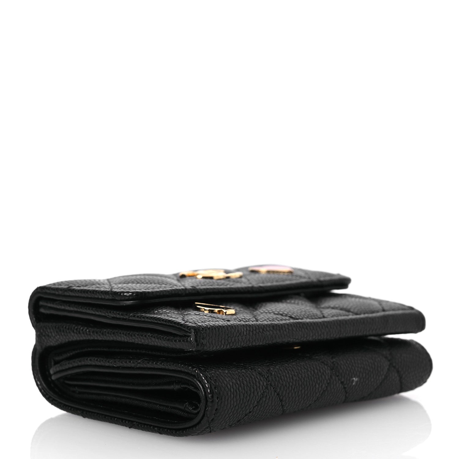 Chanel Caviar Quilted Enamel Coco Casino Double Flap Wallet Black 4 of 12