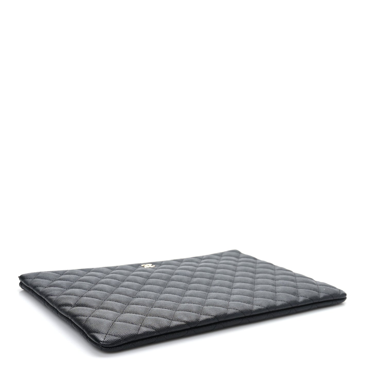 Caviar Quilted Large Cosmetic Case Black