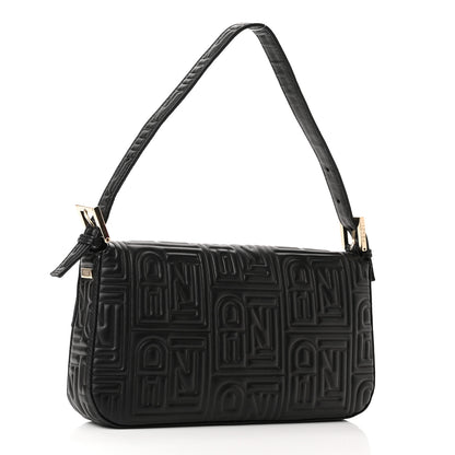 Fendi Nappa Logo Embossed Baguette Black 2 of 8