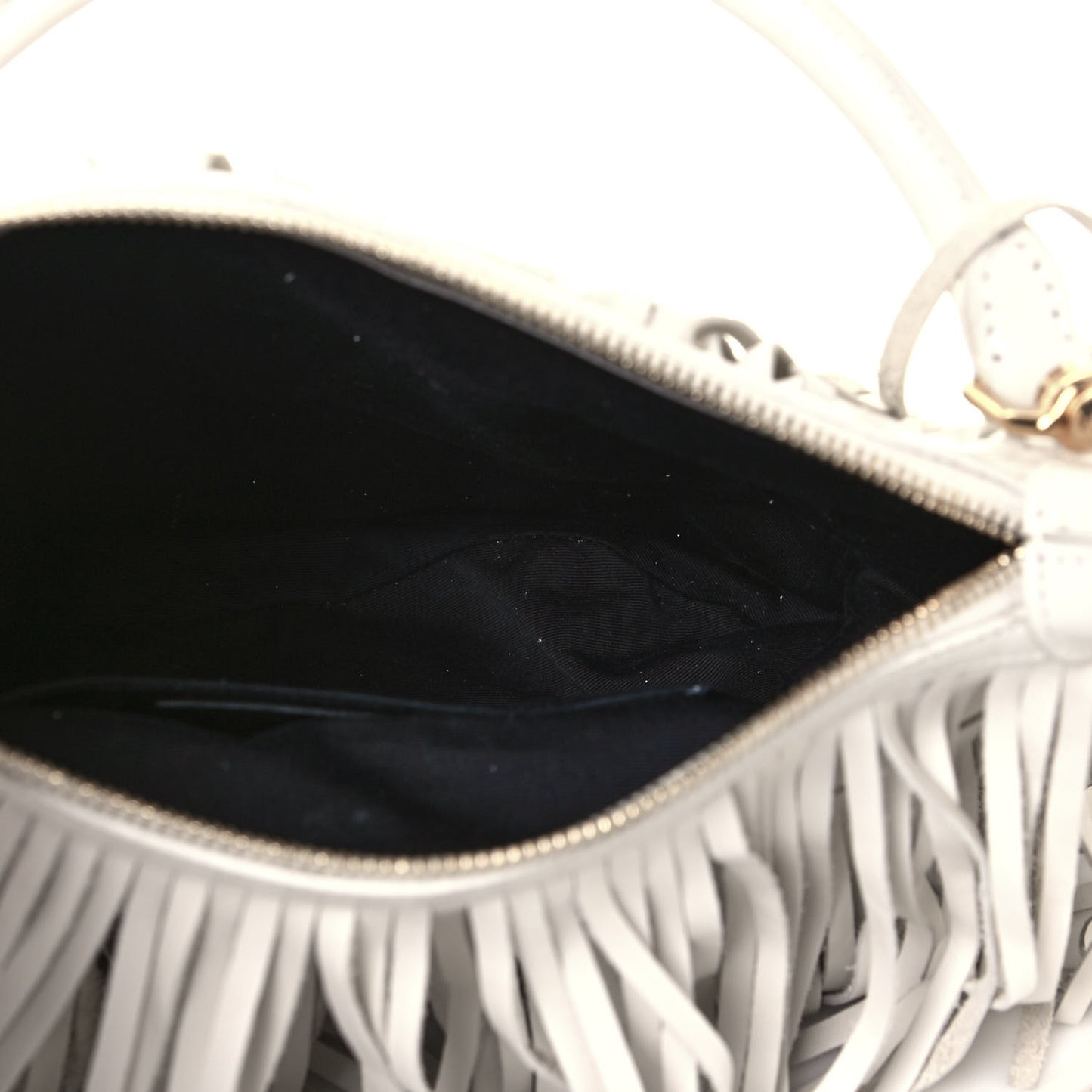 Calfskin Small Emmanuelle Fringe Hobo Bag White
