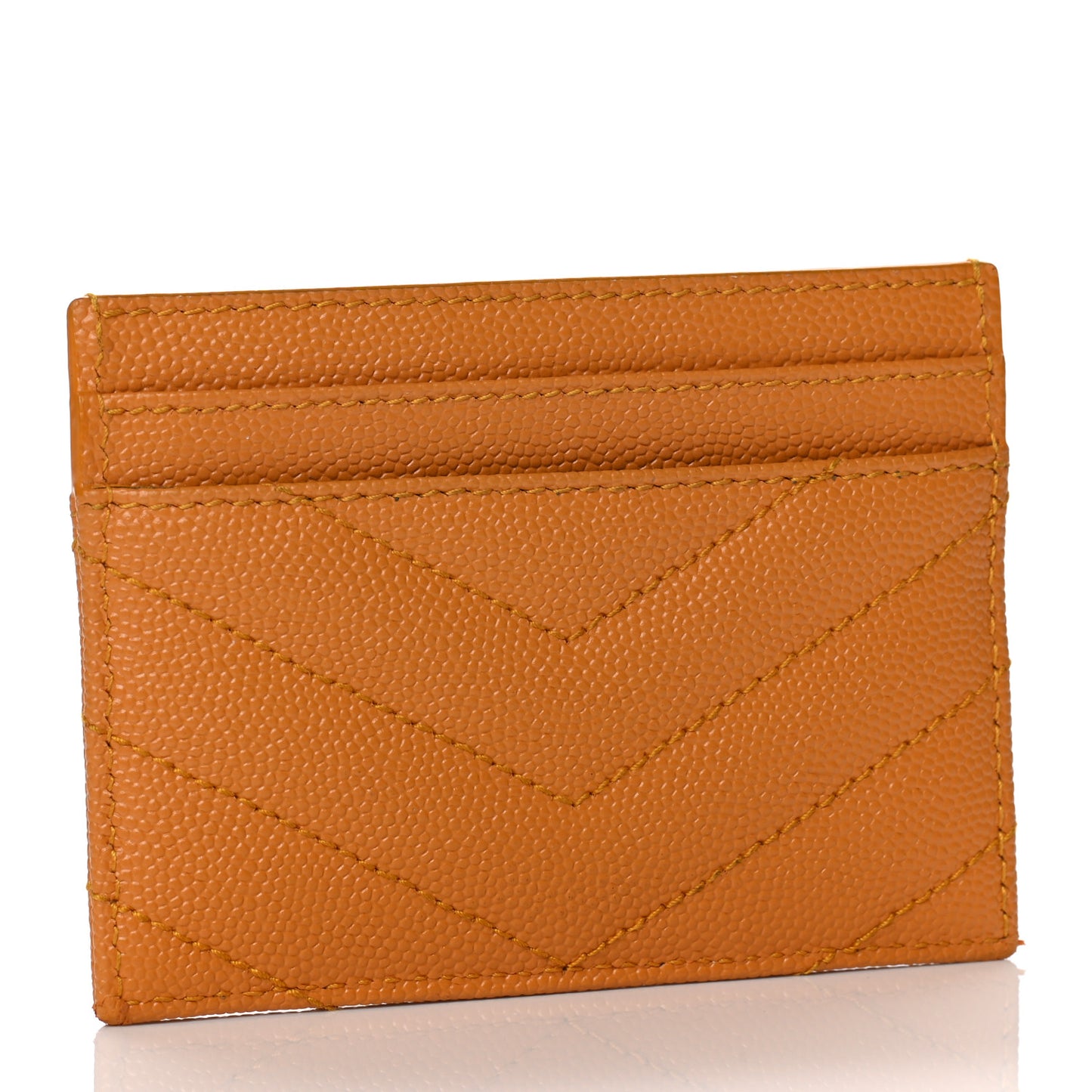 Grain De Poudre Matelasse Chevron Monogram Credit Card Case Senape Yellow