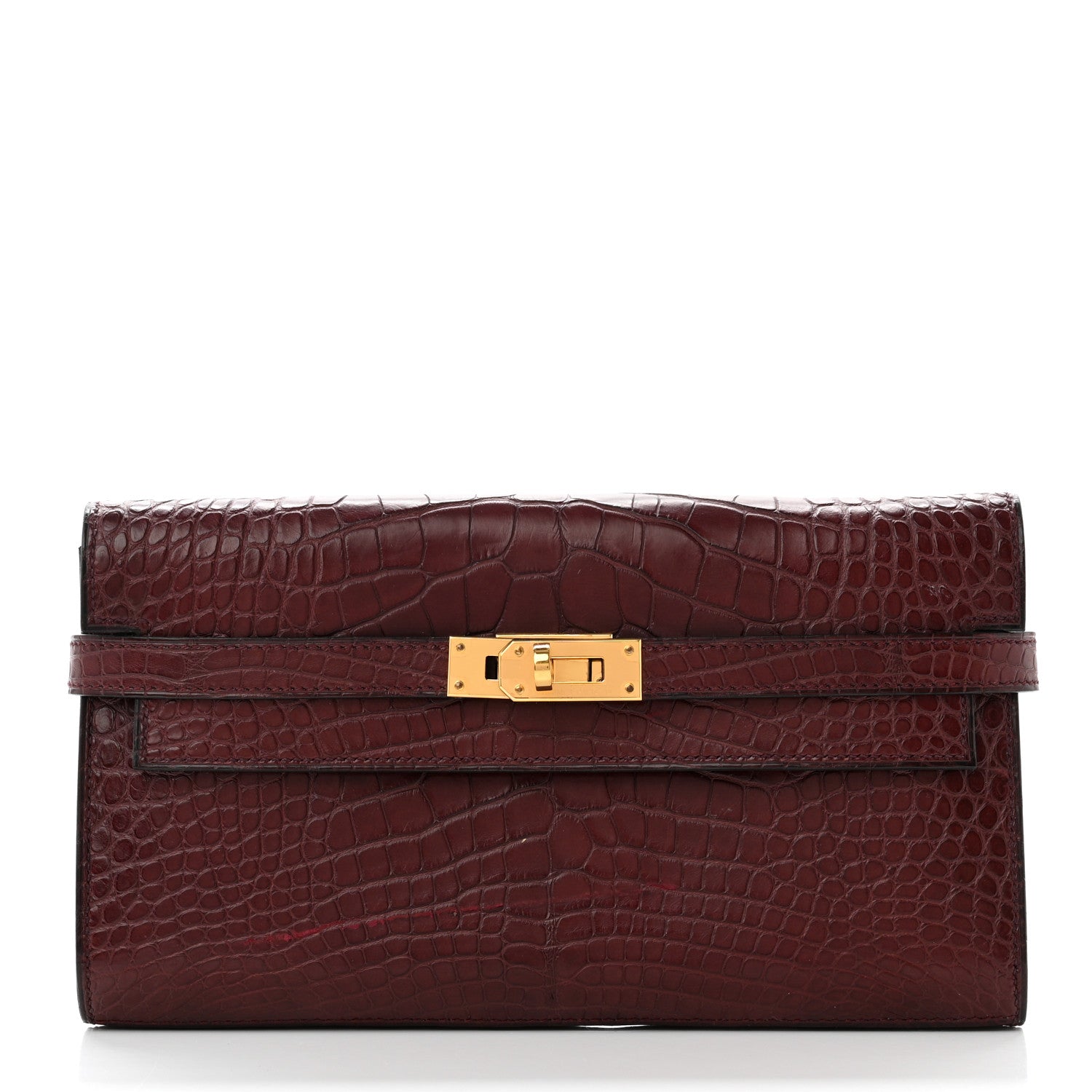 Hermes Matte Alligator Kelly Longue Wallet Bourgogne 1 of 8