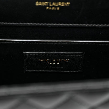 Saint Laurent Lambskin Mixed Matelasse Triquilt Medium Monogram Satchel Black 7 of 10