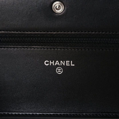 Chanel Calfskin Quilted Cambon Wallet on Chain WOC Black Silver 6 of 11