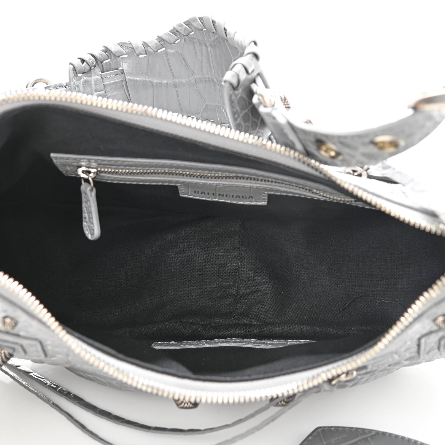 Balenciaga Extra Supple Calfskin Crocodile Embossed Small Le Cagole Shoulder Bag Balenciaga Grey 6 of 11