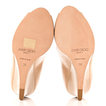 Jimmy Choo Kid Peep Toe Wedge Pumps 36 Nude 5 of 7
