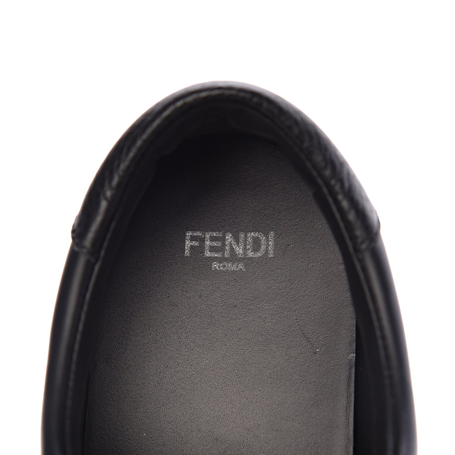 Fendi Vitello Shearling FF Velcro Slip On Sneakers 38 Black 5 of 12