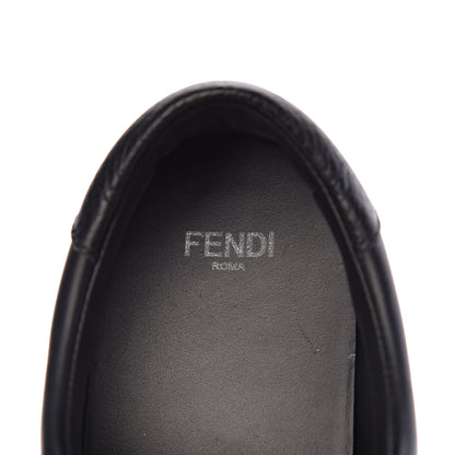 Fendi Vitello Shearling FF Velcro Slip On Sneakers 38 Black 5 of 12