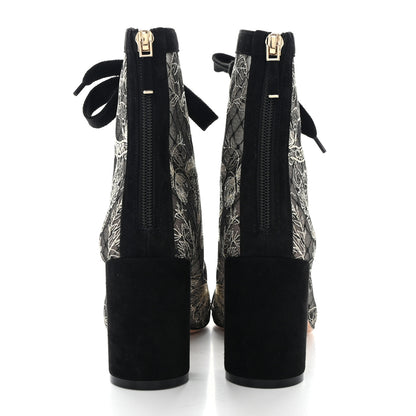 Christian Dior Suede Lurex Butterfly Embroidered Naughtily-D Heeled Ankle Boots 37 Black Gold 5 of 11