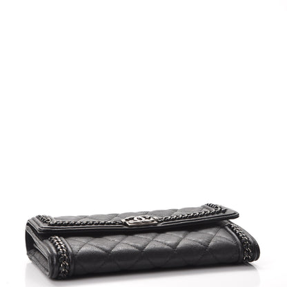 Chanel Calfskin Quilted Boy Chain Around Flap Wallet Black 4 of 8