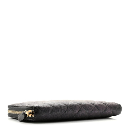 Chanel Iridescent Caviar Quilted Large Zip Around Organizer Wallet Black 4 of 12