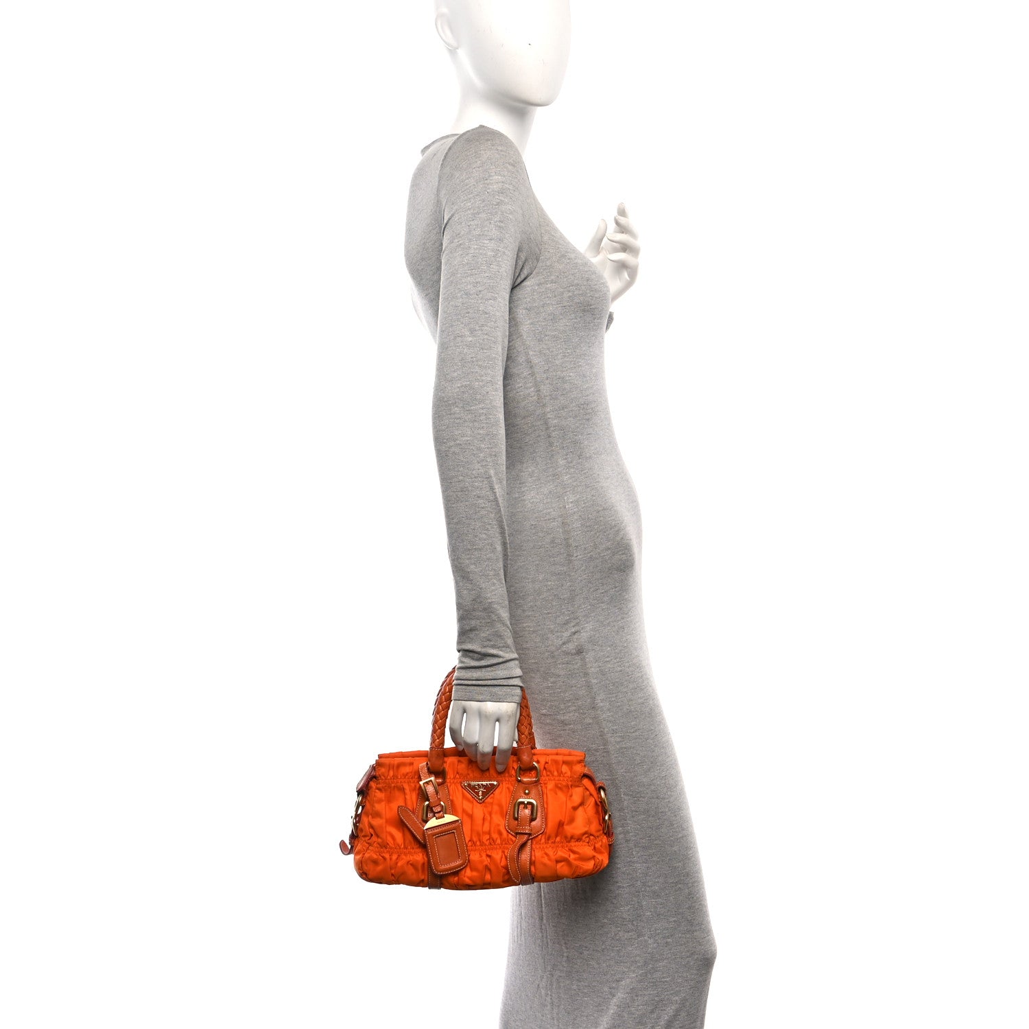 Prada Tessuto Nylon Gaufre Shopping Satchel Papaya 2 of 10