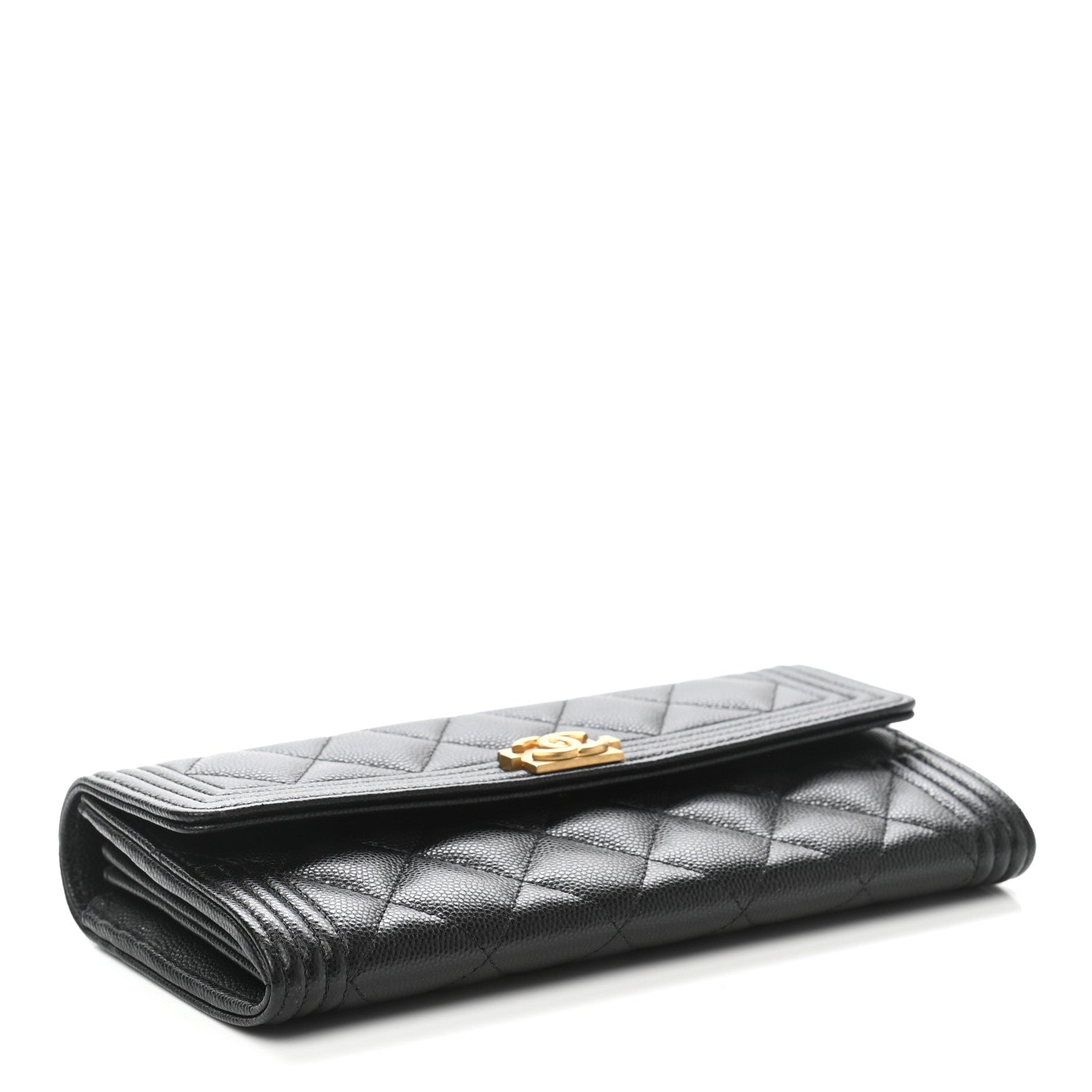 Chanel Caviar Quilted Large Boy Gusset Flap Wallet Black 4 of 9