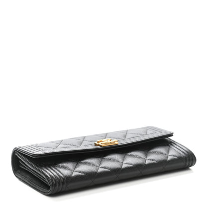 Chanel Caviar Quilted Large Boy Gusset Flap Wallet Black 4 of 9