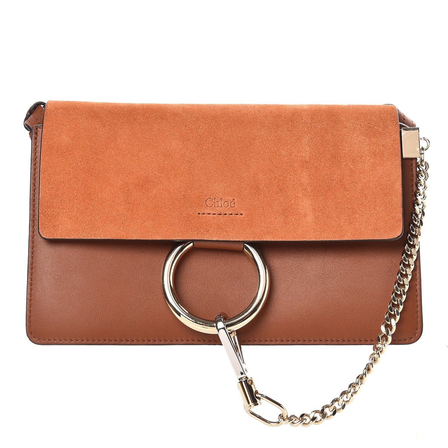 Chloe Suede Calfskin Small Faye Shoulder Bag Tobacco 1 of 7