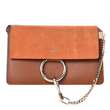 Chloe Suede Calfskin Small Faye Shoulder Bag Tobacco 1 of 7