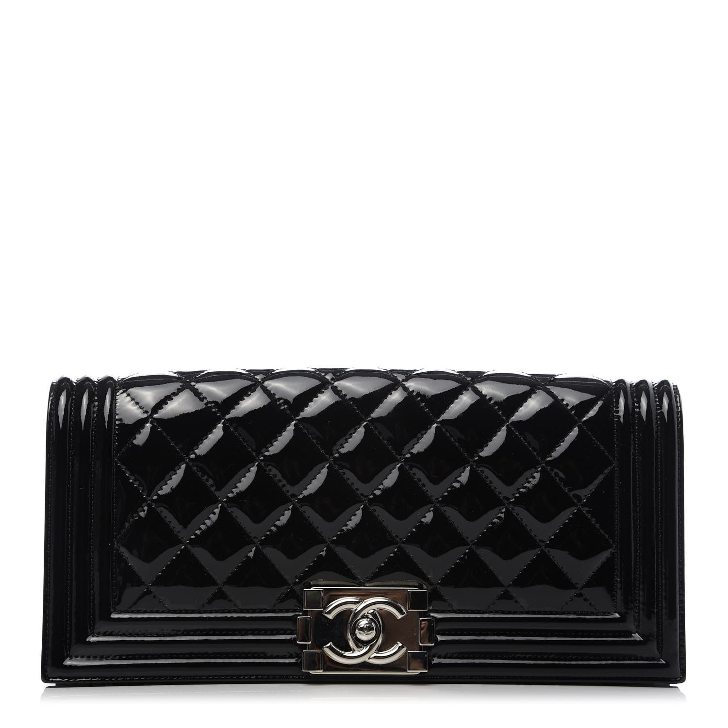 Chanel Patent Quilted Boy Flap Clutch Black 1 of 10