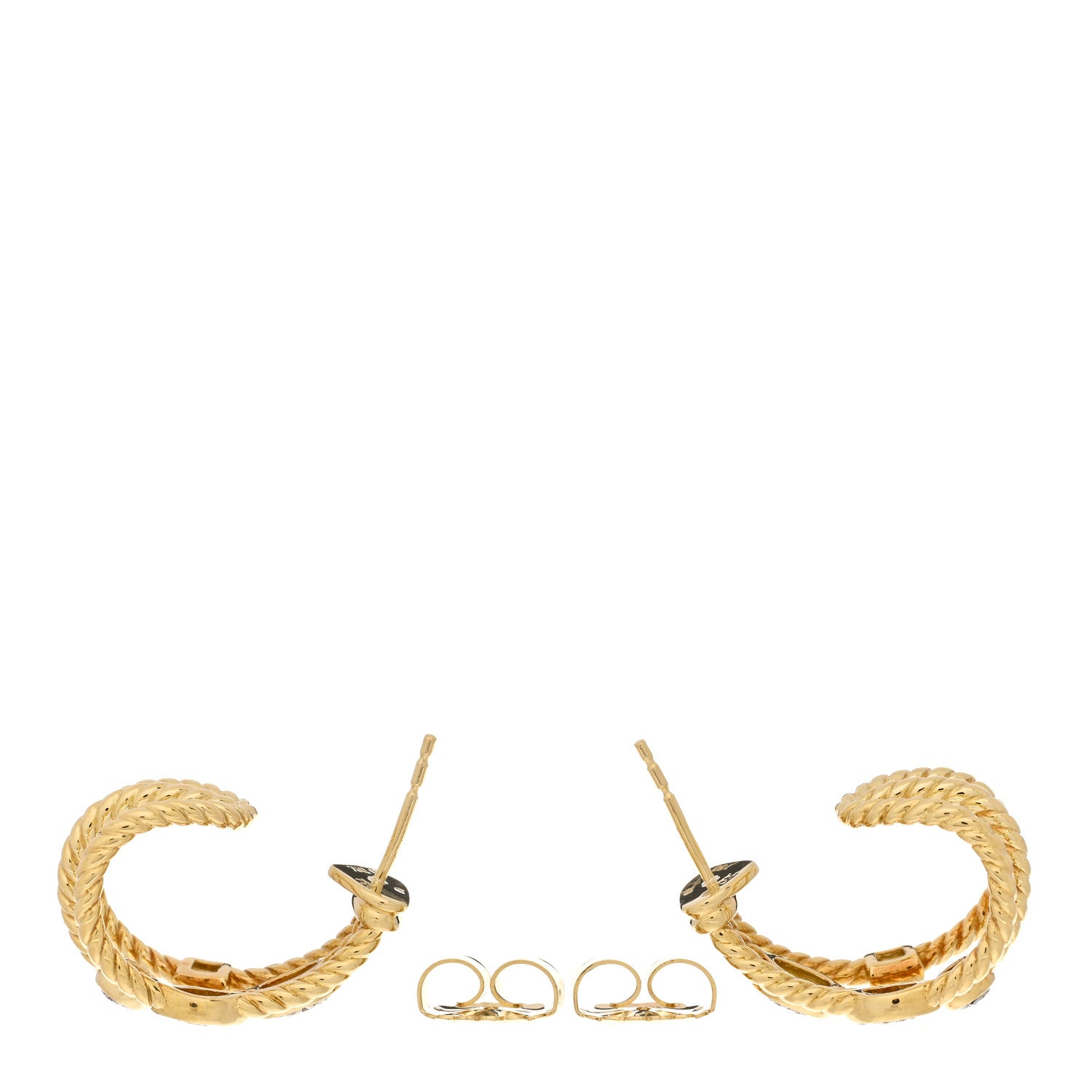 David Yurman 18K Yellow Gold Diamond Confetti 3 Row Earrings 3 of 4